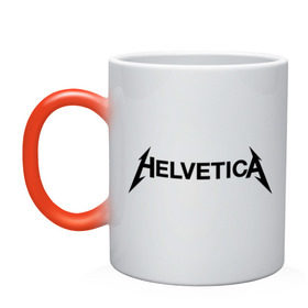 Кружка хамелеон с принтом Helvetica Metallica в Кировске, керамика | меняет цвет при нагревании, емкость 330 мл | helvetica metallica | антибренд