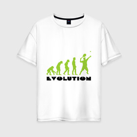 Женская футболка хлопок Oversize с принтом Tennis Evolution в Кировске, 100% хлопок | свободный крой, круглый ворот, спущенный рукав, длина до линии бедер
 | tennis evolution | мяч | спорт | теннис | эволюция