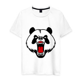 Мужская футболка хлопок с принтом Бешеная панда в Кировске, 100% хлопок | прямой крой, круглый вырез горловины, длина до линии бедер, слегка спущенное плечо. | панда