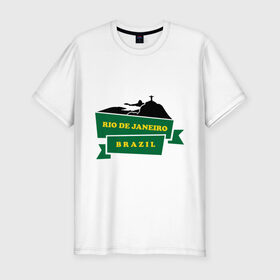 Мужская футболка премиум с принтом Rio de Janeiro (Brazil) в Кировске, 92% хлопок, 8% лайкра | приталенный силуэт, круглый вырез ворота, длина до линии бедра, короткий рукав | brazil | rio de janeiro | туристические