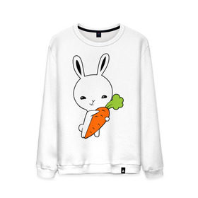 Мужской свитшот хлопок с принтом Зайчик с морковкой в Кировске, 100% хлопок |  | животные | зайка | зайчик | зайчик с морковкой | морковка