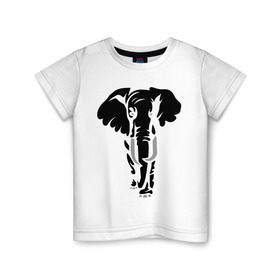 Детская футболка хлопок с принтом Слон в Кировске, 100% хлопок | круглый вырез горловины, полуприлегающий силуэт, длина до линии бедер | Тематика изображения на принте: слон