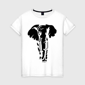 Женская футболка хлопок с принтом Слон в Кировске, 100% хлопок | прямой крой, круглый вырез горловины, длина до линии бедер, слегка спущенное плечо | слон