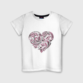 Детская футболка хлопок с принтом Расписное сердце в Кировске, 100% хлопок | круглый вырез горловины, полуприлегающий силуэт, длина до линии бедер | 14 февраля | love is.. | влюбленным | красивые рисунки | расписное сердце | сердца | сердце