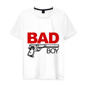 Мужская футболка хлопок с принтом Bad boy (плохой парень) в Кировске, 100% хлопок | прямой крой, круглый вырез горловины, длина до линии бедер, слегка спущенное плечо. | bad boy