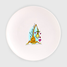 Тарелка 3D с принтом Love you в Кировске, фарфор | диаметр - 210 мм
диаметр для нанесения принта - 120 мм | Тематика изображения на принте: love you | жираф | жирафик | люблю тебя | роза | сердечки | сердце