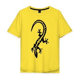 Мужская футболка хлопок Oversize с принтом Ящерка в Кировске, 100% хлопок | свободный крой, круглый ворот, “спинка” длиннее передней части | парные | сердце | ящерица | ящерка