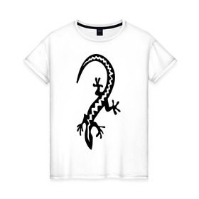 Женская футболка хлопок с принтом Ящерка в Кировске, 100% хлопок | прямой крой, круглый вырез горловины, длина до линии бедер, слегка спущенное плечо | парные | сердце | ящерица | ящерка