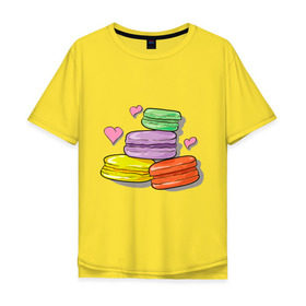 Мужская футболка хлопок Oversize с принтом Макароне в Кировске, 100% хлопок | свободный крой, круглый ворот, “спинка” длиннее передней части | макароне | парные | печеньки | пирожное