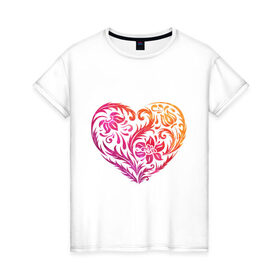 Женская футболка хлопок с принтом Живопись в виде сердца в Кировске, 100% хлопок | прямой крой, круглый вырез горловины, длина до линии бедер, слегка спущенное плечо | 14 февраля | живопись в виде сердца | любовь | сердца