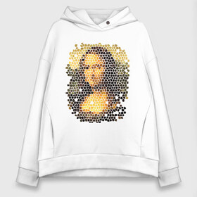 Женское худи Oversize хлопок с принтом Mona Lisa в Кировске, френч-терри — 70% хлопок, 30% полиэстер. Мягкий теплый начес внутри —100% хлопок | боковые карманы, эластичные манжеты и нижняя кромка, капюшон на магнитной кнопке | mona lisa | леонардо да винчи | мозаика | мона лиза | фреска