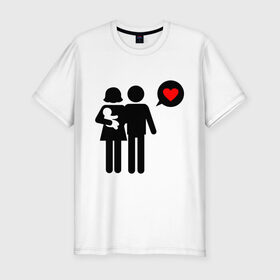 Мужская футболка премиум с принтом Счастливые родители в Кировске, 92% хлопок, 8% лайкра | приталенный силуэт, круглый вырез ворота, длина до линии бедра, короткий рукав | 14 февраля | love is.. | влюбленным | любовь | молодожены | родители | счастливые родители
