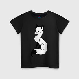 Детская футболка хлопок с принтом Белая лиса в Кировске, 100% хлопок | круглый вырез горловины, полуприлегающий силуэт, длина до линии бедер | лиса