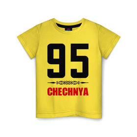 Детская футболка хлопок с принтом 95 Чечня в Кировске, 100% хлопок | круглый вырез горловины, полуприлегающий силуэт, длина до линии бедер | 95 | 95 чечня | регионы | регионы россии | россии | чечня