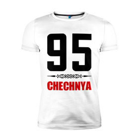 Мужская футболка премиум с принтом 95 Чечня в Кировске, 92% хлопок, 8% лайкра | приталенный силуэт, круглый вырез ворота, длина до линии бедра, короткий рукав | 95 | 95 чечня | регионы | регионы россии | россии | чечня