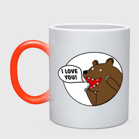 Кружка хамелеон с принтом Медведь - я люблю тебя в Кировске, керамика | меняет цвет при нагревании, емкость 330 мл | Тематика изображения на принте: i | love | you | люблю | любовь | медвед | медведь