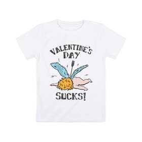 Детская футболка хлопок с принтом Valentine`s day sucks в Кировске, 100% хлопок | круглый вырез горловины, полуприлегающий силуэт, длина до линии бедер | 14 февраля | день всех влюбленных | день святого валентина | ненавижу день святого валентина