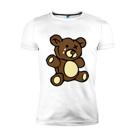 Мужская футболка премиум с принтом Плюшевый медведь в Кировске, 92% хлопок, 8% лайкра | приталенный силуэт, круглый вырез ворота, длина до линии бедра, короткий рукав | животные | медведь | мишка | плюшевый медведь | слезки
