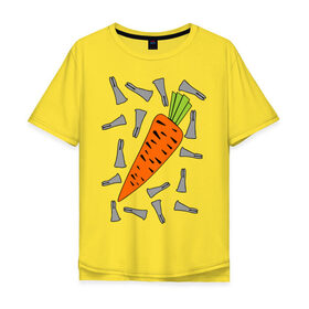 Мужская футболка хлопок Oversize с принтом морковка и кролик парная в Кировске, 100% хлопок | свободный крой, круглый ворот, “спинка” длиннее передней части | 14 февраля | все | день святого валентина | для двоих | идеи подарков | морковка и кролик | парные