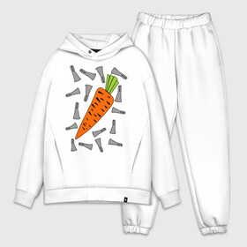 Мужской костюм хлопок OVERSIZE с принтом морковка и кролик парная в Кировске,  |  | Тематика изображения на принте: 14 февраля | все | день святого валентина | для двоих | идеи подарков | морковка и кролик | парные