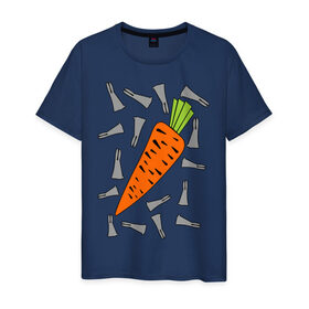 Мужская футболка хлопок с принтом морковка и кролик парная в Кировске, 100% хлопок | прямой крой, круглый вырез горловины, длина до линии бедер, слегка спущенное плечо. | 14 февраля | все | день святого валентина | для двоих | идеи подарков | морковка и кролик | парные