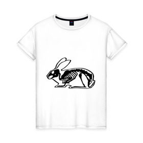 Женская футболка хлопок с принтом Рентген зайца в Кировске, 100% хлопок | прямой крой, круглый вырез горловины, длина до линии бедер, слегка спущенное плечо | скелет
