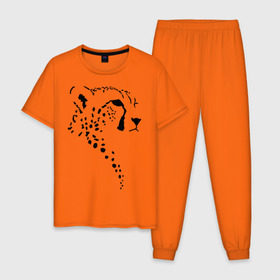 Мужская пижама хлопок с принтом Гепард в Кировске, 100% хлопок | брюки и футболка прямого кроя, без карманов, на брюках мягкая резинка на поясе и по низу штанин
 | гепард | дикие | животные | киска | кошки