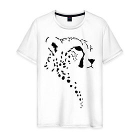 Мужская футболка хлопок с принтом Гепард в Кировске, 100% хлопок | прямой крой, круглый вырез горловины, длина до линии бедер, слегка спущенное плечо. | гепард | дикие | животные | киска | кошки
