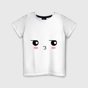 Детская футболка хлопок с принтом Поцелуйчик в Кировске, 100% хлопок | круглый вырез горловины, полуприлегающий силуэт, длина до линии бедер | 14 | мордочка | позитив и смайлы | поцелуйчик