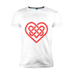Мужская футболка премиум с принтом Сердце из кельтских узоров в Кировске, 92% хлопок, 8% лайкра | приталенный силуэт, круглый вырез ворота, длина до линии бедра, короткий рукав | 