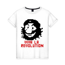 Женская футболка хлопок с принтом Viva la revolution в Кировске, 100% хлопок | прямой крой, круглый вырез горловины, длина до линии бедер, слегка спущенное плечо | че гевара
