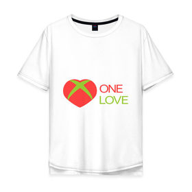 Мужская футболка хлопок Oversize с принтом Xbox - one love в Кировске, 100% хлопок | свободный крой, круглый ворот, “спинка” длиннее передней части | Тематика изображения на принте: one love | xbox | одна любовь