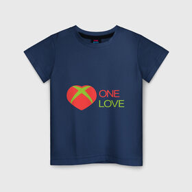 Детская футболка хлопок с принтом xbox - one love в Кировске, 100% хлопок | круглый вырез горловины, полуприлегающий силуэт, длина до линии бедер | one love | xbox | одна любовь