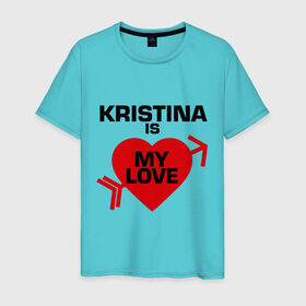 Мужская футболка хлопок с принтом Кристина - моя любовь в Кировске, 100% хлопок | прямой крой, круглый вырез горловины, длина до линии бедер, слегка спущенное плечо. | имена | кристина | кристина   моя любовь | любовь | моя любовь | сердце