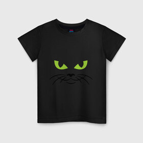 Детская футболка хлопок с принтом Кошачьи глазки в Кировске, 100% хлопок | круглый вырез горловины, полуприлегающий силуэт, длина до линии бедер | глазки | киса | кошачьи глазки | кошки | мурка | усы