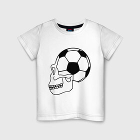 Детская футболка хлопок с принтом Футбольная голова в Кировске, 100% хлопок | круглый вырез горловины, полуприлегающий силуэт, длина до линии бедер | football | кости | мяч | спорт | футбол | футболерывкашники | футбольная голова | череп