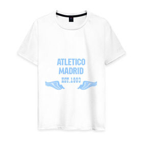 Мужская футболка хлопок с принтом Atletico Madrid (Атлетико Мадрид) в Кировске, 100% хлопок | прямой крой, круглый вырез горловины, длина до линии бедер, слегка спущенное плечо. | atletico madrid | атлетико мадрид | спорт | футбол