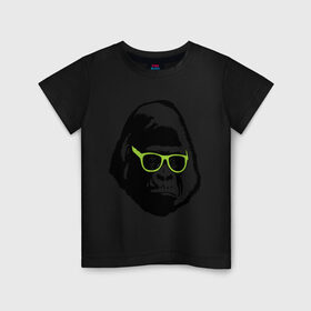 Детская футболка хлопок с принтом Горилла в очках в Кировске, 100% хлопок | круглый вырез горловины, полуприлегающий силуэт, длина до линии бедер | гаврила | горилла в очках | животные | обезьяна | прикольные картинки