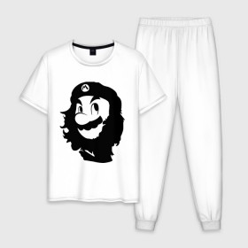 Мужская пижама хлопок с принтом Che Mario в Кировске, 100% хлопок | брюки и футболка прямого кроя, без карманов, на брюках мягкая резинка на поясе и по низу штанин
 | nintendo | марио | нинтендо | че гевара