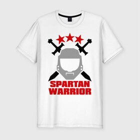 Мужская футболка премиум с принтом Spartan warrior в Кировске, 92% хлопок, 8% лайкра | приталенный силуэт, круглый вырез ворота, длина до линии бедра, короткий рукав | 