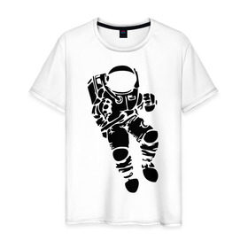 Мужская футболка хлопок с принтом Космонавт в Кировске, 100% хлопок | прямой крой, круглый вырез горловины, длина до линии бедер, слегка спущенное плечо. | астрономия | звезды | земля | космонавт | космос | прикольные картинки