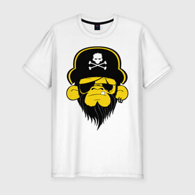Мужская футболка премиум с принтом Горилла пират в Кировске, 92% хлопок, 8% лайкра | приталенный силуэт, круглый вырез ворота, длина до линии бедра, короткий рукав | пират