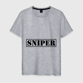 Мужская футболка хлопок с принтом Sniper в Кировске, 100% хлопок | прямой крой, круглый вырез горловины, длина до линии бедер, слегка спущенное плечо. | 