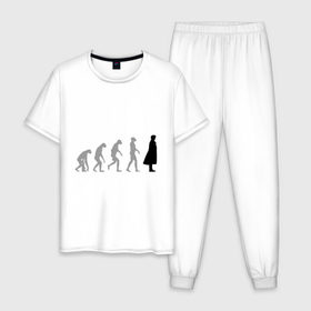 Мужская пижама хлопок с принтом Sherlock evolution в Кировске, 100% хлопок | брюки и футболка прямого кроя, без карманов, на брюках мягкая резинка на поясе и по низу штанин
 | sherlock evolution | кино | мультфильмы и тв 
 шерлок холмс | сыщик | холмс