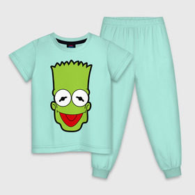 Детская пижама хлопок с принтом Барт-Кермит в Кировске, 100% хлопок |  брюки и футболка прямого кроя, без карманов, на брюках мягкая резинка на поясе и по низу штанин
 | барт | барт кермит | кино | лягушка | мультфильмы и тв | симпсоны