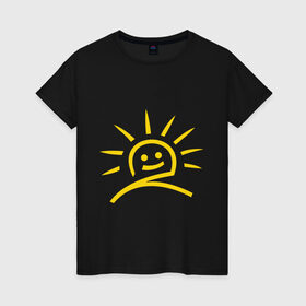 Женская футболка хлопок с принтом Солнечное настроение в Кировске, 100% хлопок | прямой крой, круглый вырез горловины, длина до линии бедер, слегка спущенное плечо | 