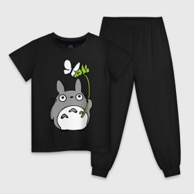 Детская пижама хлопок с принтом totoro и бабочка в Кировске, 100% хлопок |  брюки и футболка прямого кроя, без карманов, на брюках мягкая резинка на поясе и по низу штанин
 | бабочка