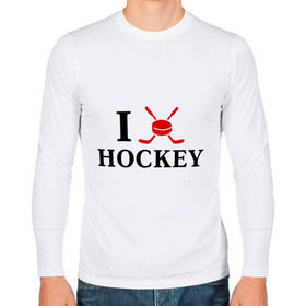 Мужской лонгслив хлопок с принтом Я люблю хоккей в Кировске, 100% хлопок |  | Тематика изображения на принте: спорт | хоккей | шайба | я люблю хоккей