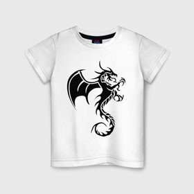 Детская футболка хлопок с принтом Крылатый дракон в Кировске, 100% хлопок | круглый вырез горловины, полуприлегающий силуэт, длина до линии бедер | 