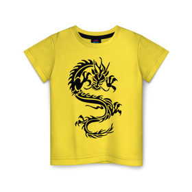 Детская футболка хлопок с принтом Дракон орнамент в Кировске, 100% хлопок | круглый вырез горловины, полуприлегающий силуэт, длина до линии бедер | дракон | дракон орнамент | прикольные картинки 
большой дракон | трайблы и узоры